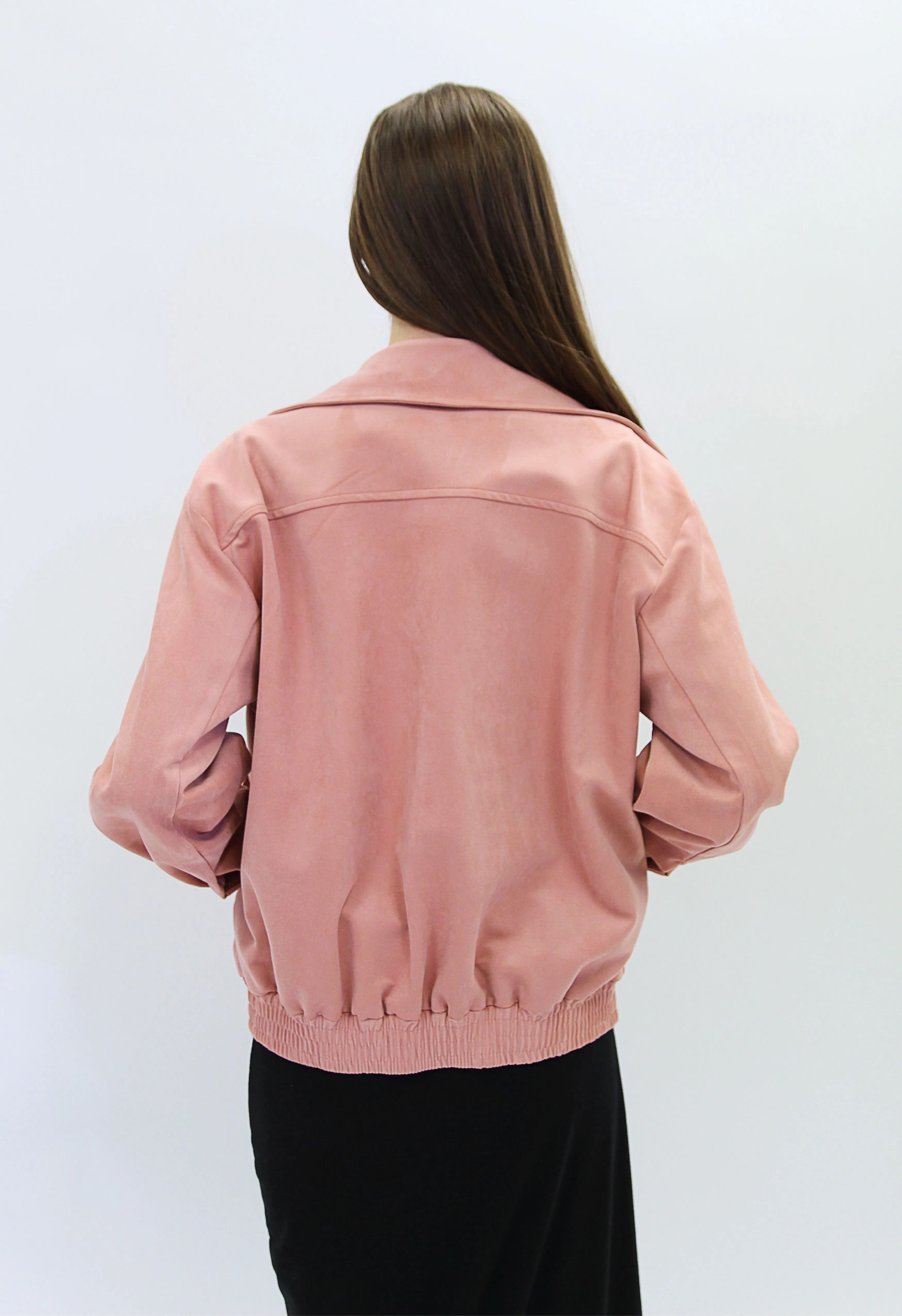 Vegan Suede Jacket in Salmon