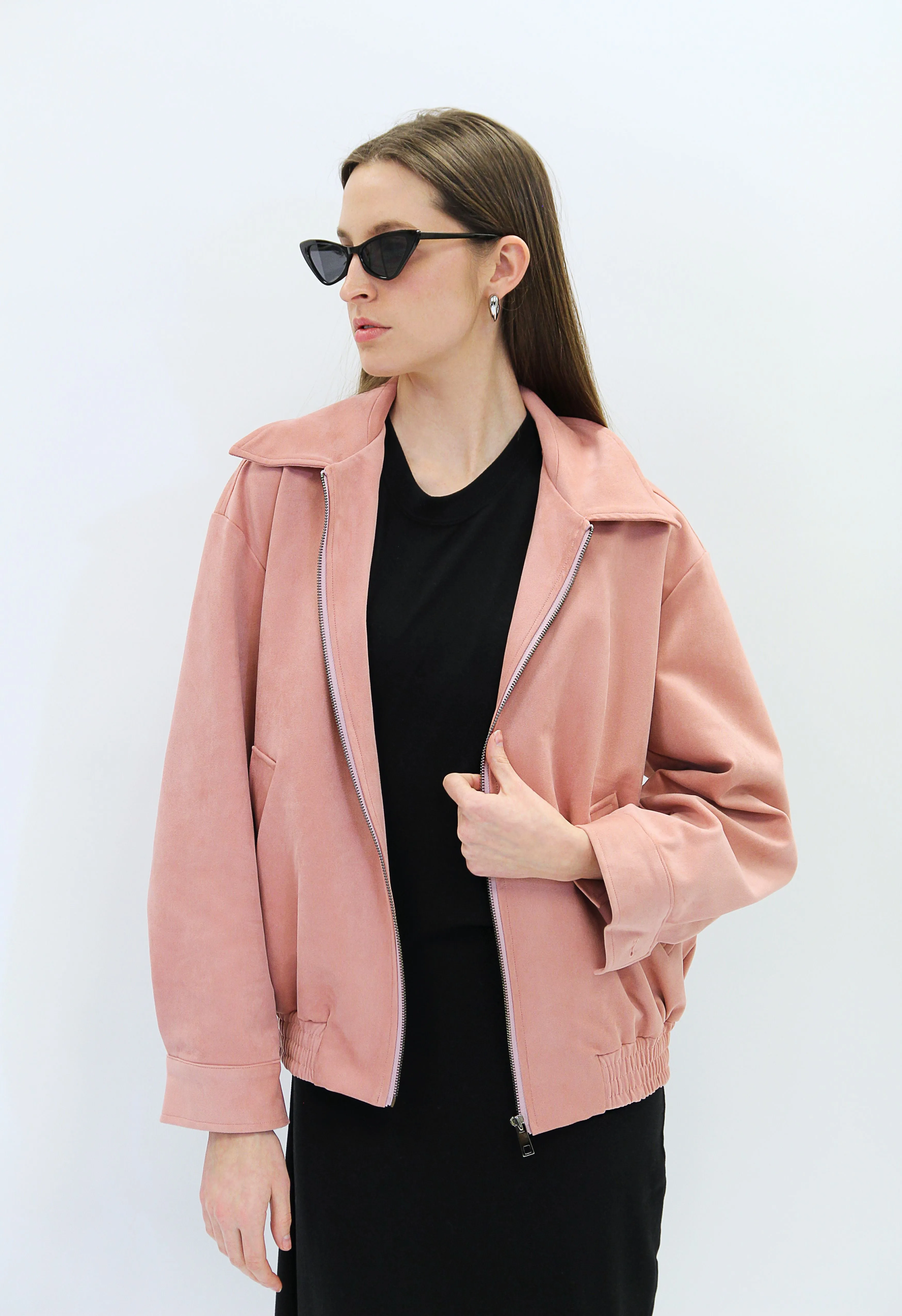 Vegan Suede Jacket in Salmon