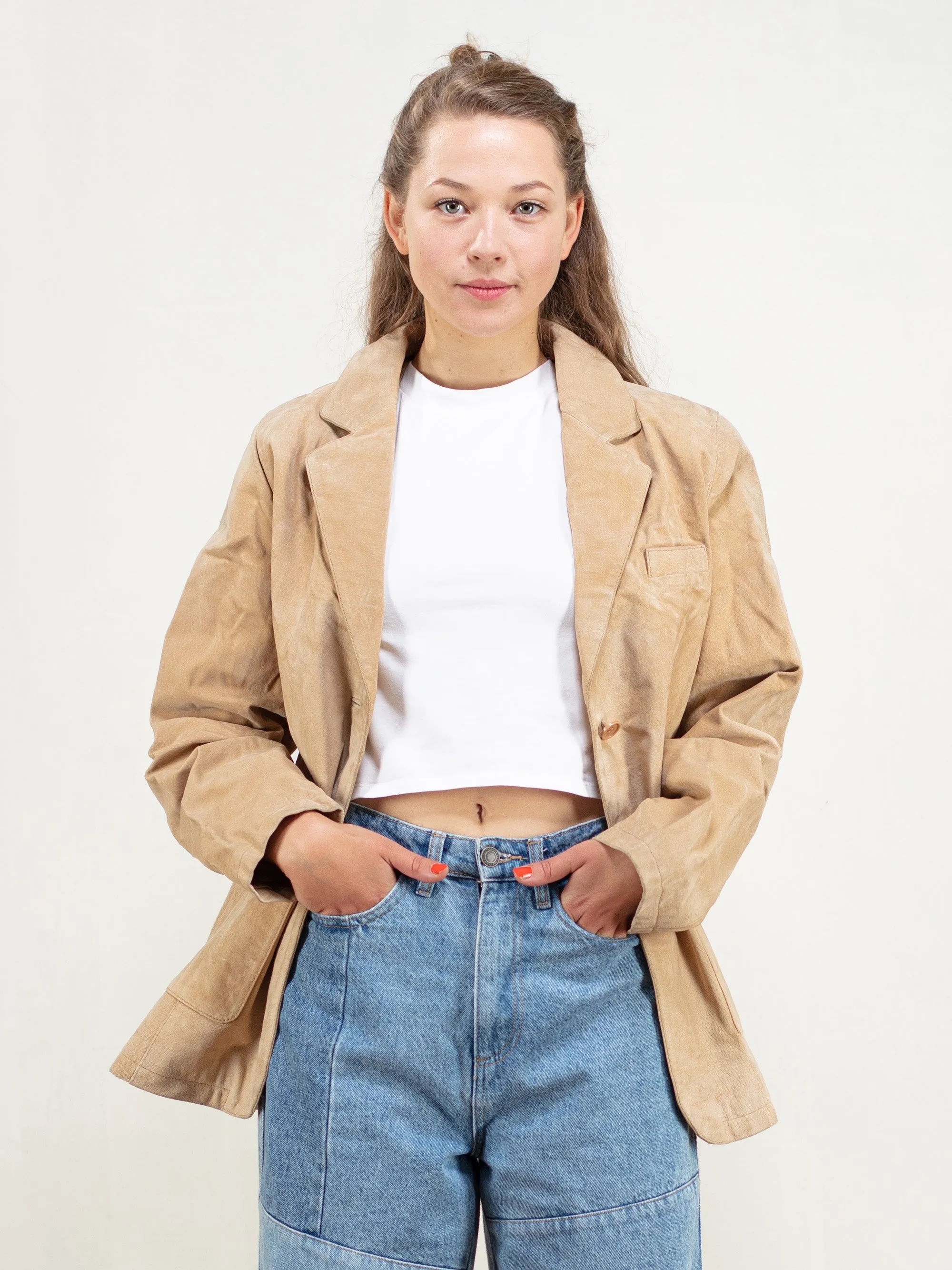 Vintage 70's Women Suede Blazer Jacket