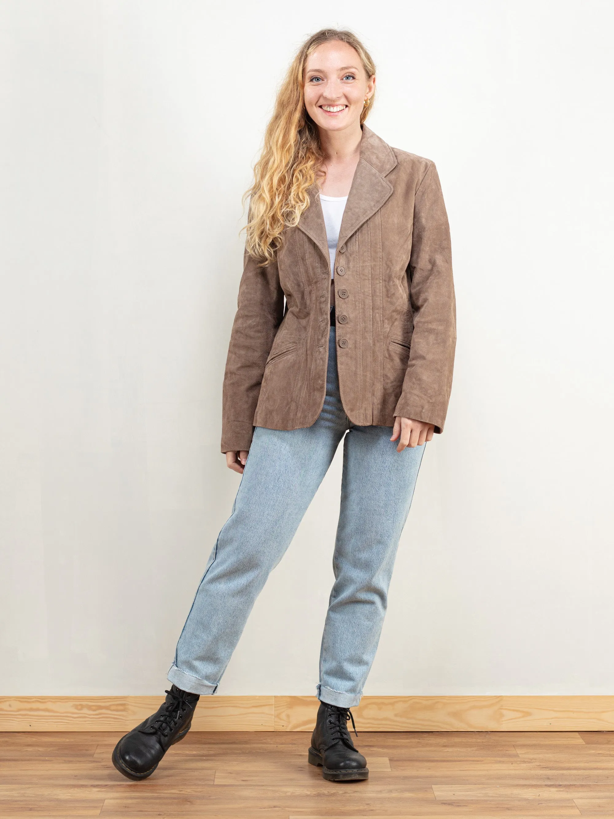 Vintage 80's Blazer Women Suede Jacket