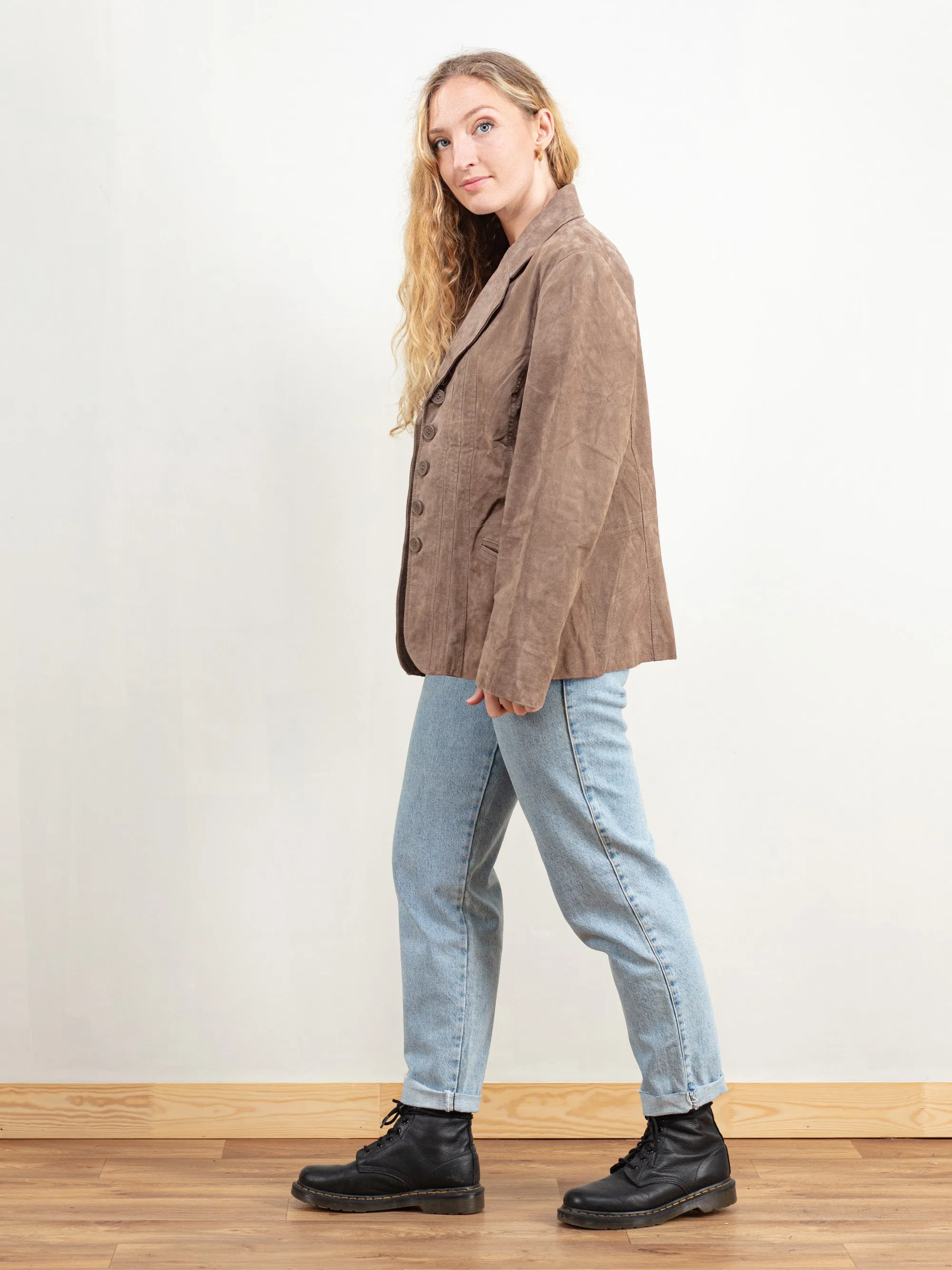 Vintage 80's Blazer Women Suede Jacket