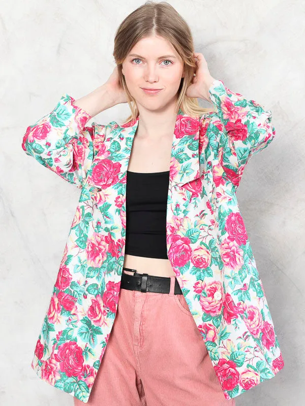 Vintage 80's Women Rose Print Blazer