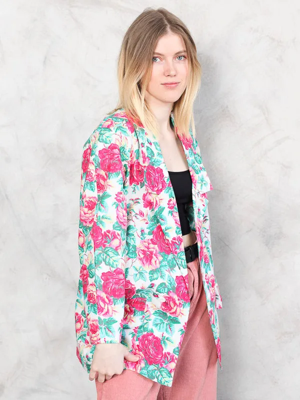 Vintage 80's Women Rose Print Blazer