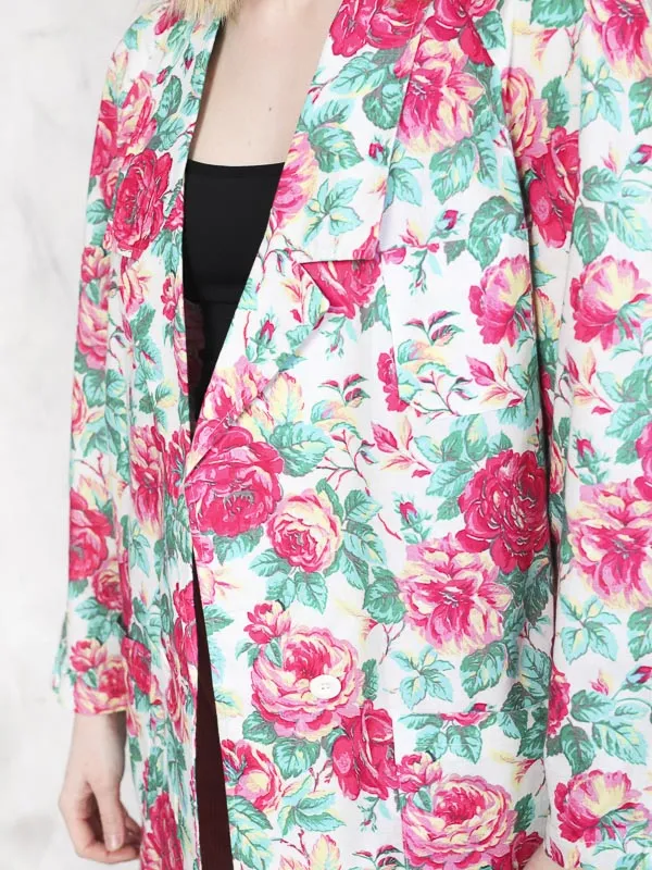 Vintage 80's Women Rose Print Blazer