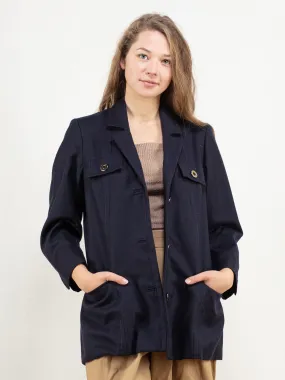 Vintage 90's Women Navy Blue Wool Blend Blazer