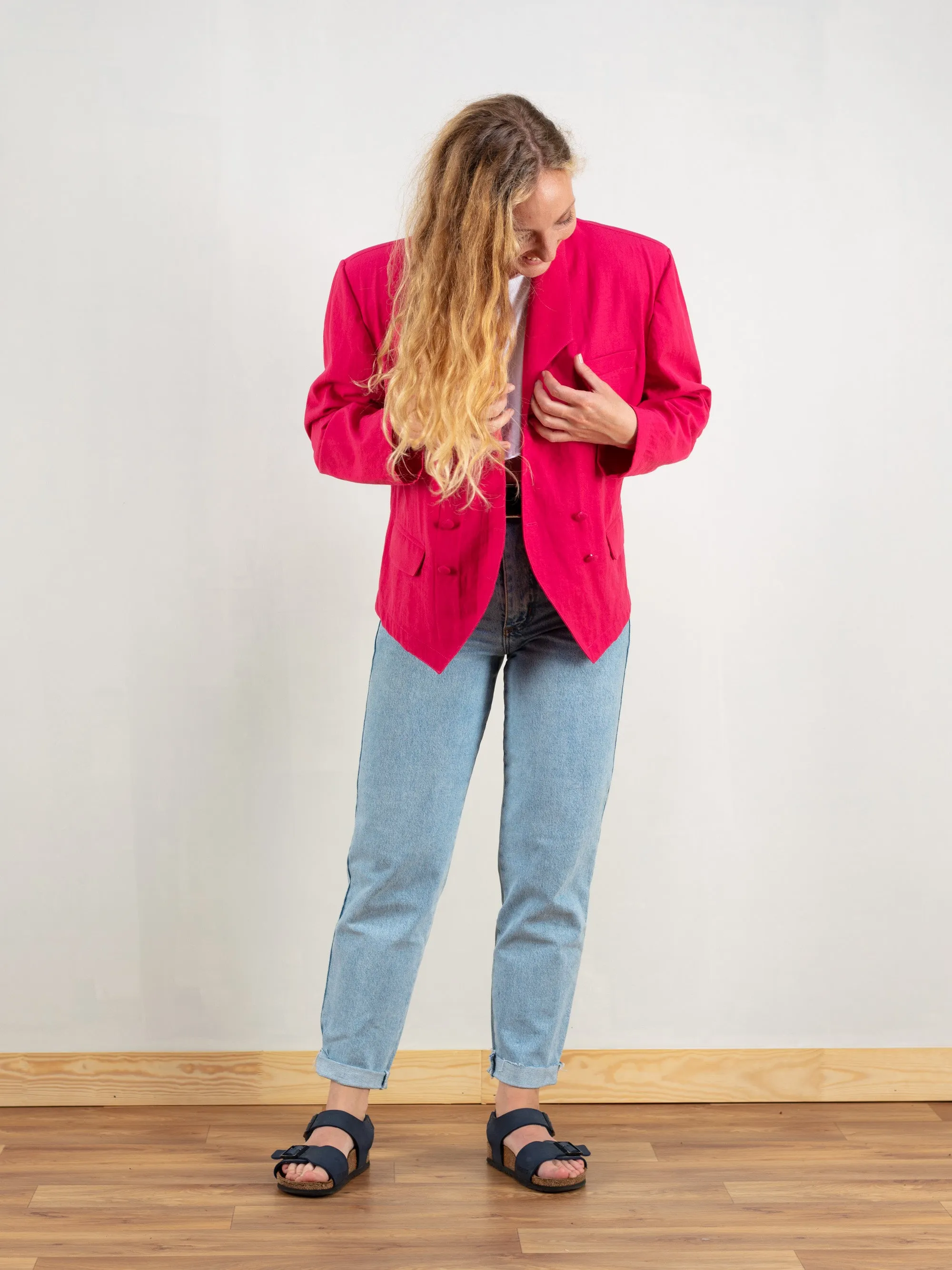 Vintage 90's Women Pink Blazer Jacket