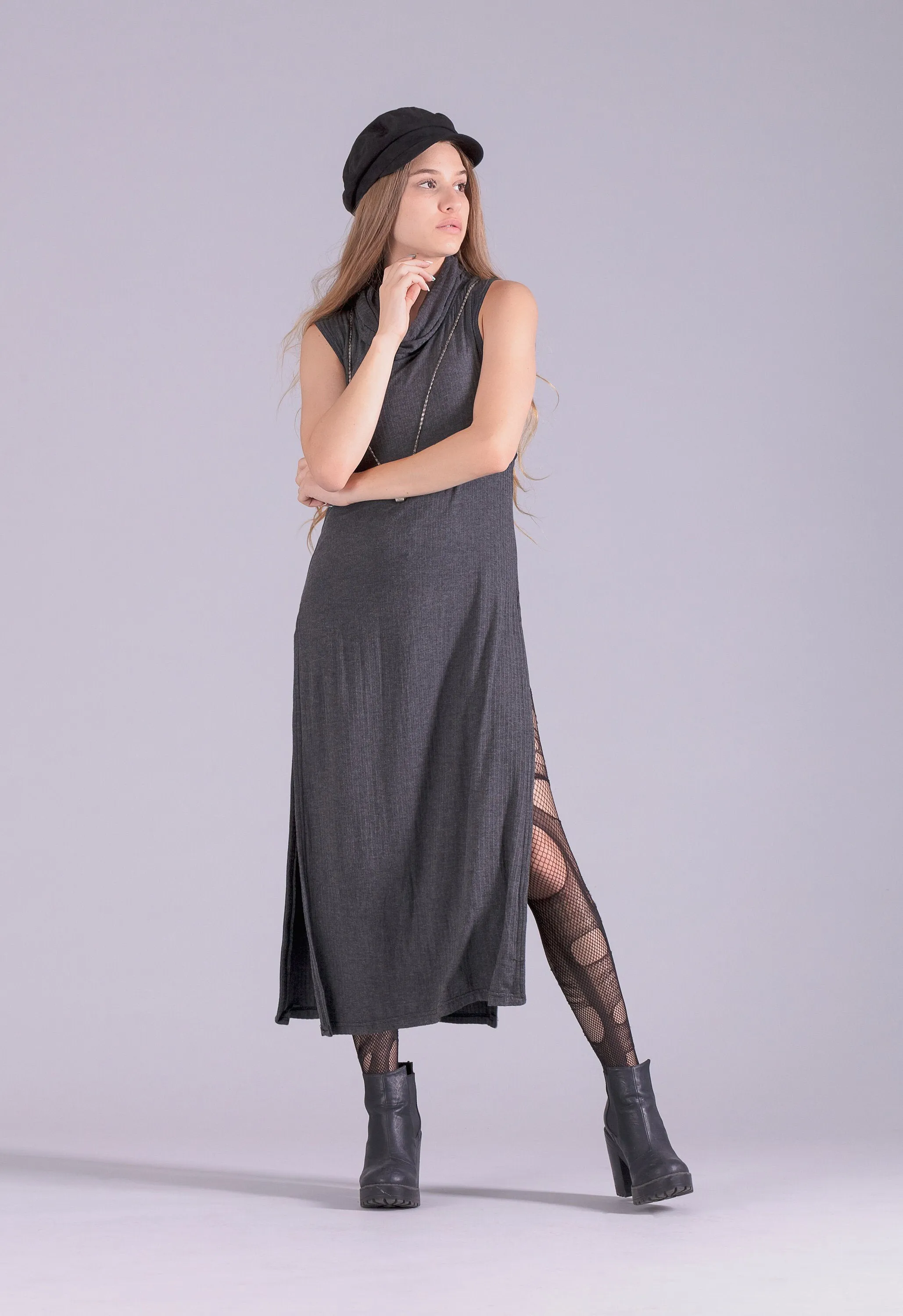 Warrior post apocalyptic hooded tunic dress | Olive