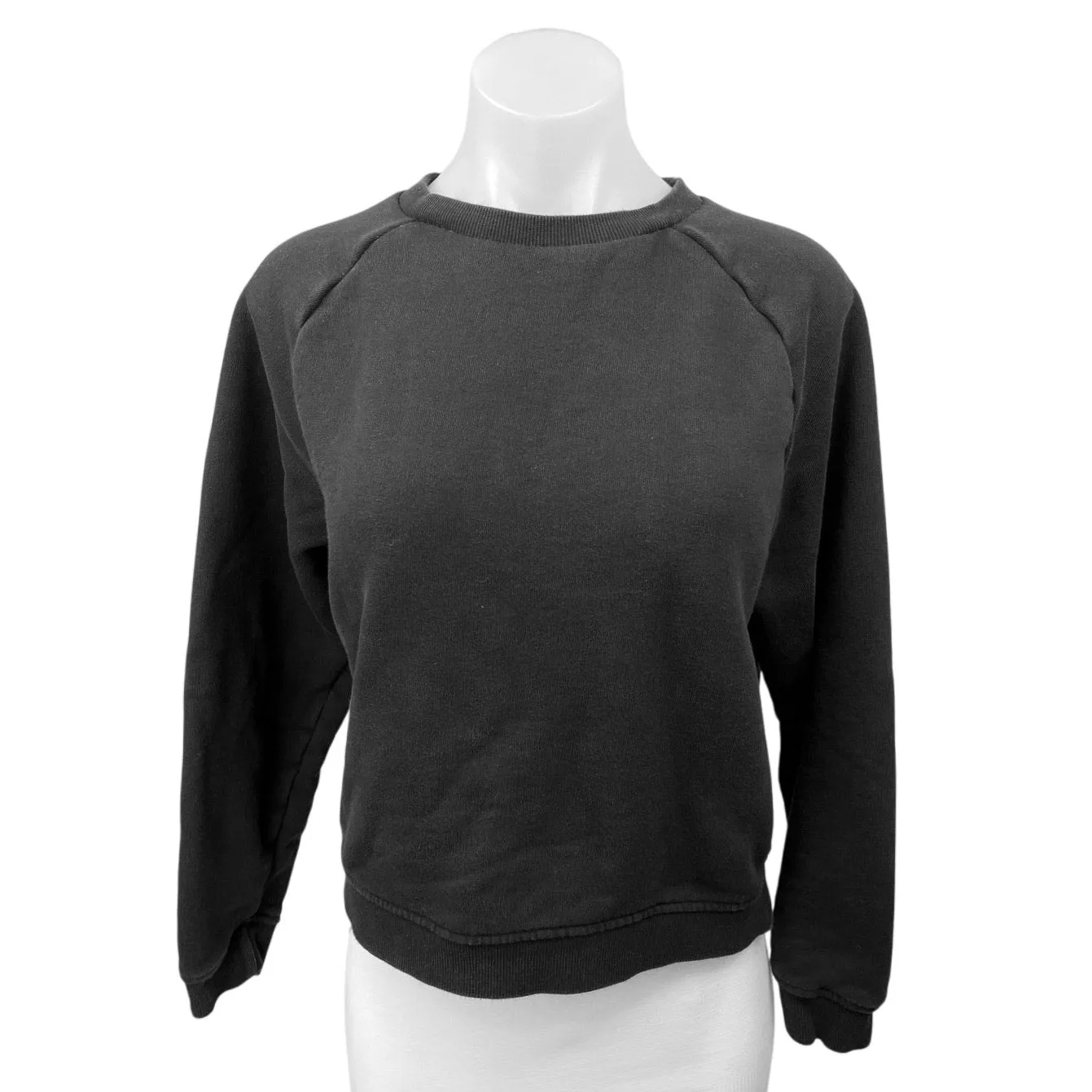 Wesley Women's Black Crew Neck Raglan Pullover Sweatshirt Sweater Top Size L