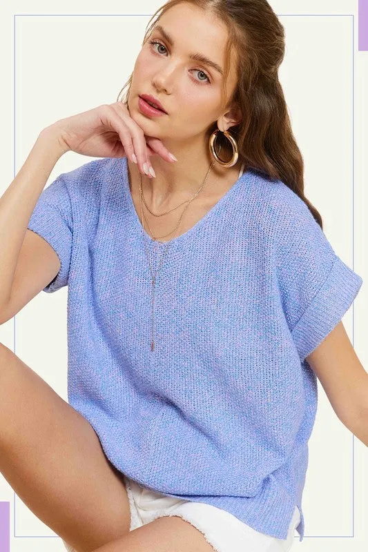 Wessex Soft Lightweight V-Neck Short Sleeve Sweater Top