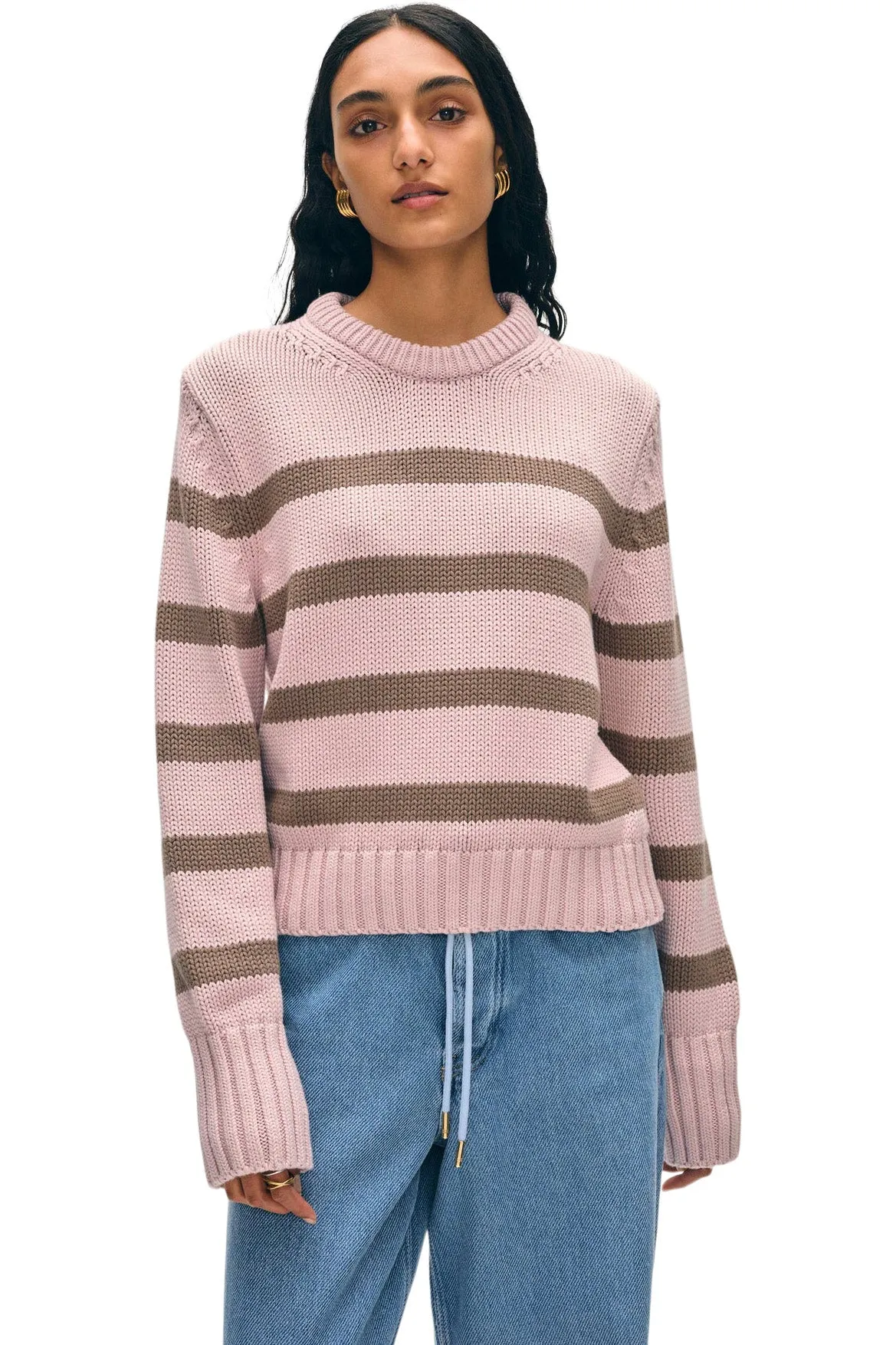 White & Warren Organic Cotton Striped Crewneck