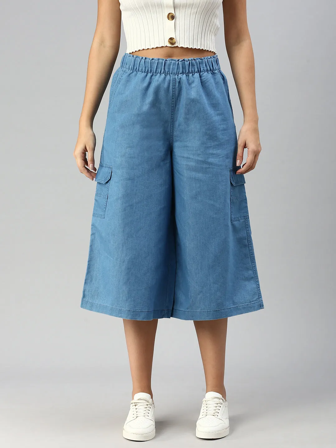 Women Culottes Light Blue