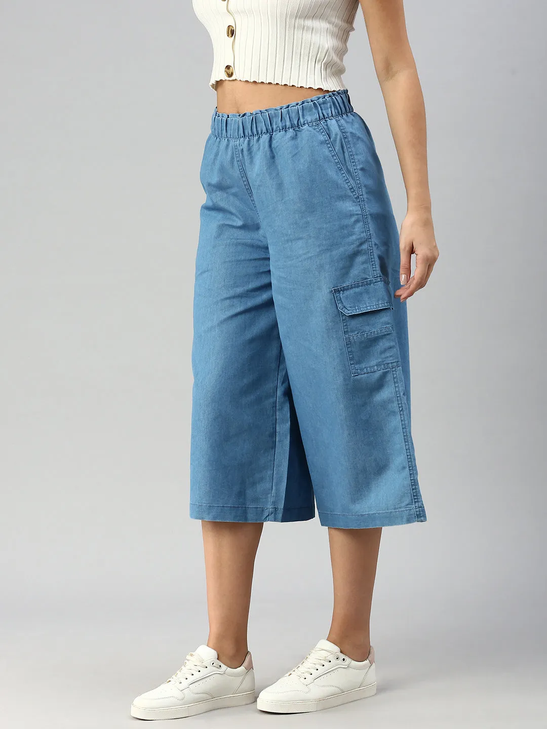 Women Culottes Light Blue