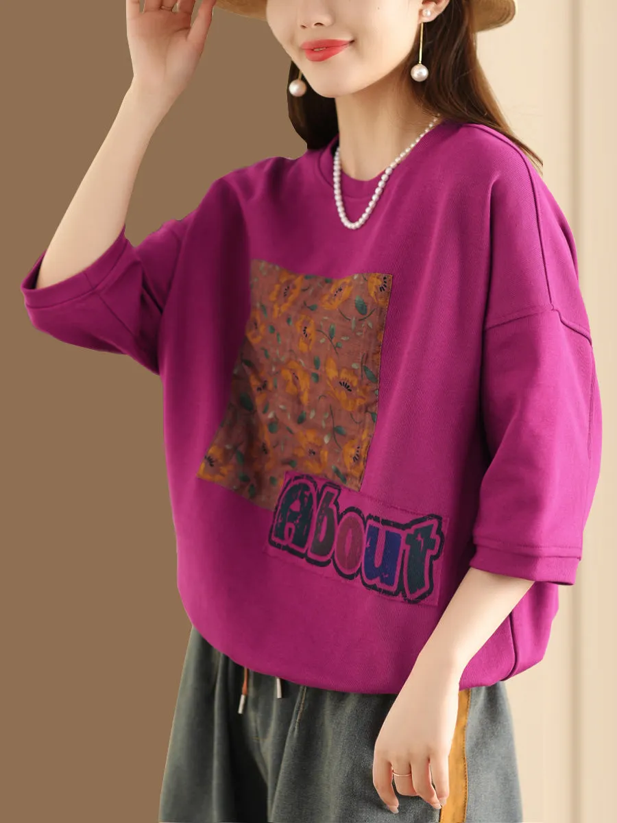 Women Summer Flower Spliced Pullover Shirt CO1012