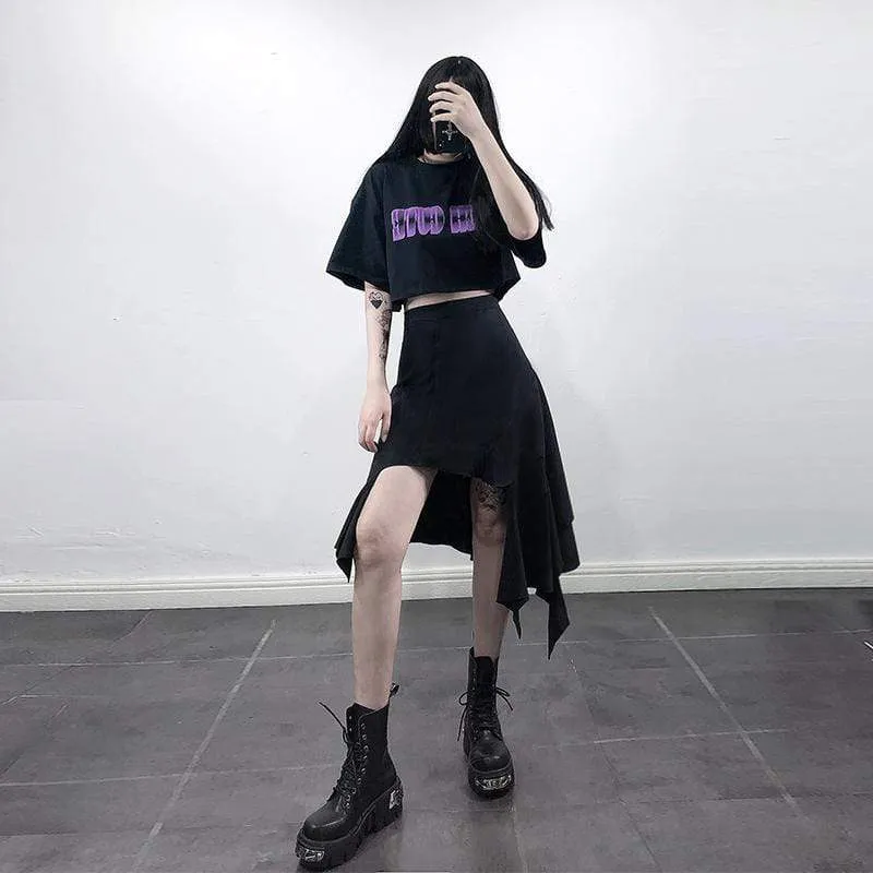 Women's Gothic Solid Asymmetric Hem Skirts