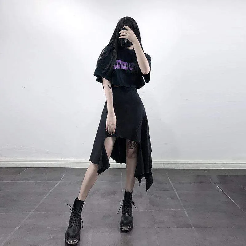 Women's Gothic Solid Asymmetric Hem Skirts