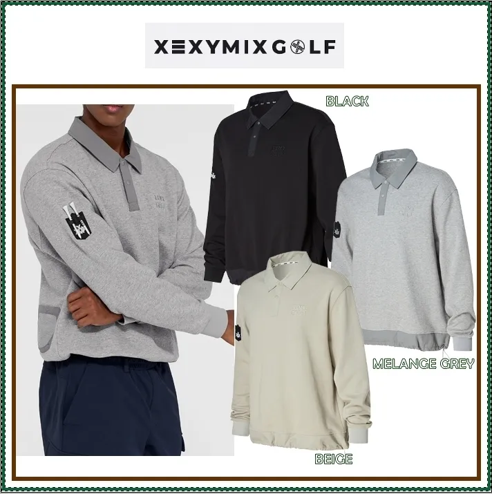 XEXYMIX  |Street Style Long Sleeves Plain Logo Sweatshirts